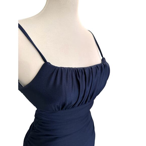 B Darlin Navy Blue Ruched Spaghetti Strap Backless Dress Size 1/2 - Picture 8 of 11